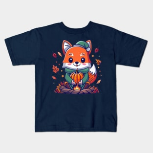 cute fox fall season Kids T-Shirt